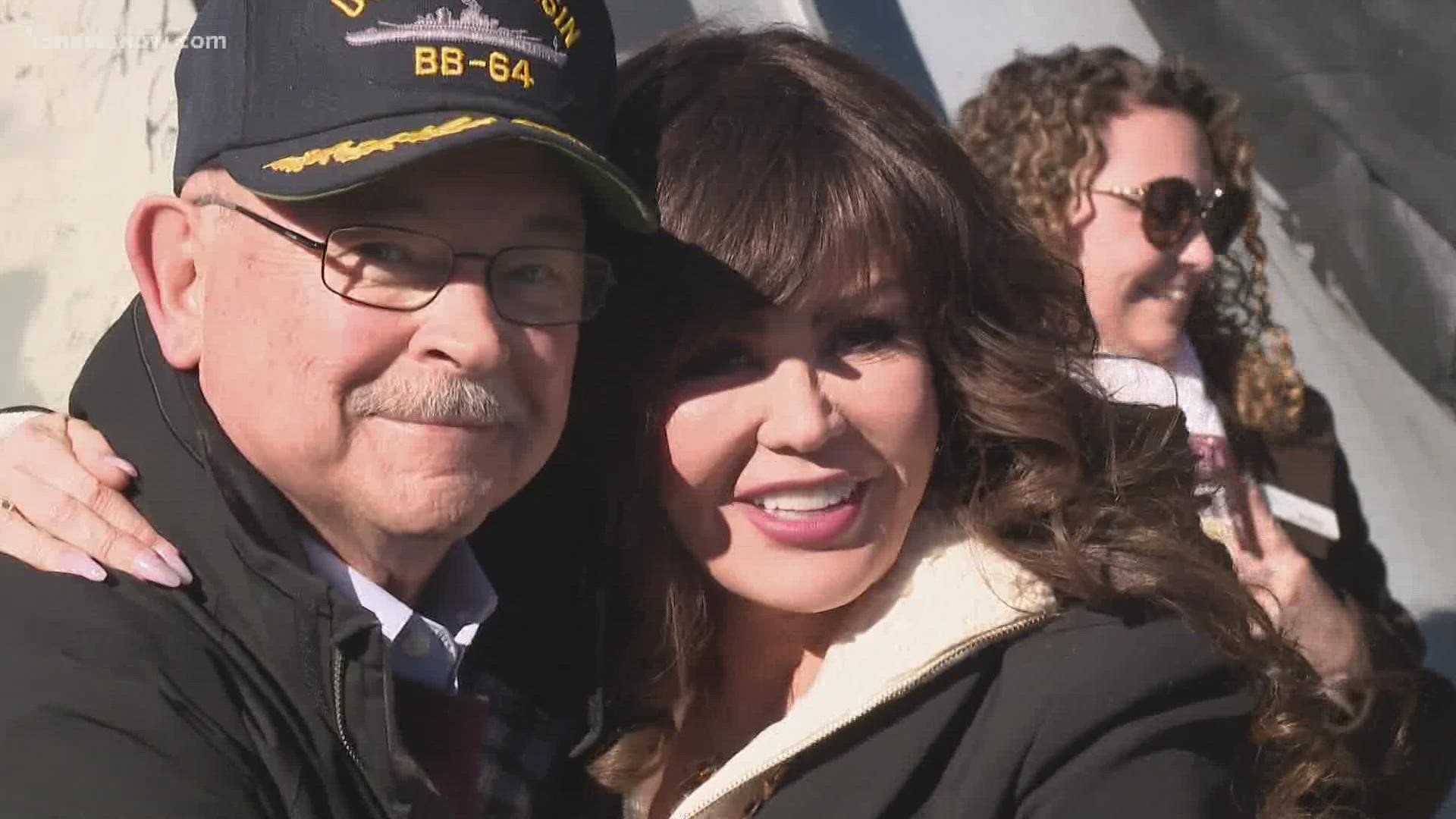 Marie Osmond visited the Battleship Wisconsin in Norfolk more than 30 years after she performed on the ship as part of a Bob Hope USO Tour.