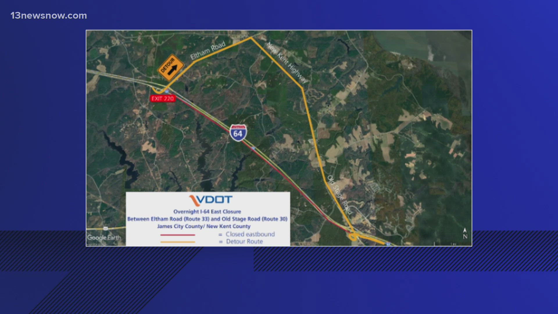 I-64 east nighttime closure set for overhead sign installation
