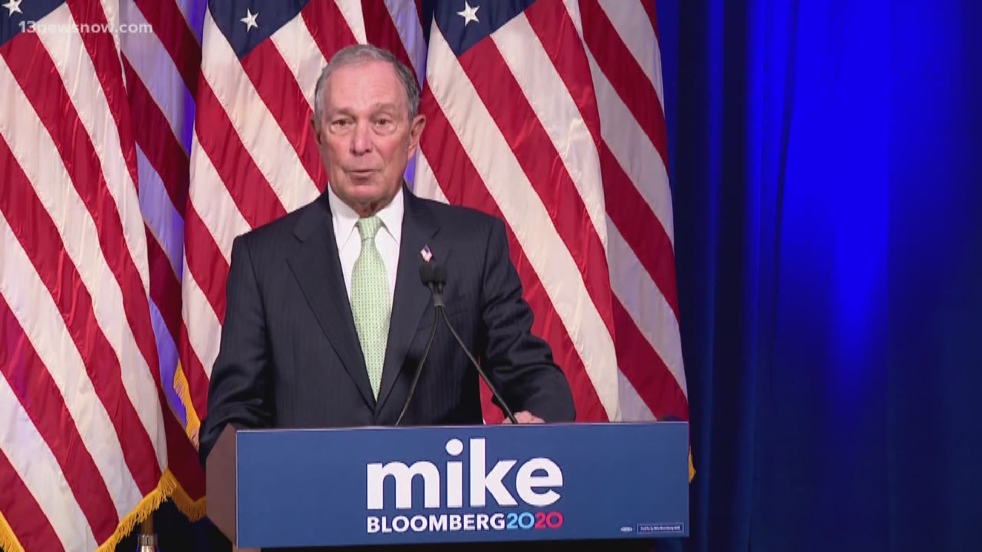 Former New York City Mayor Mike Bloomberg announced he would join the crowd of 17 Democrats for the presidential bid. He made his first campaign stop in Norfolk.