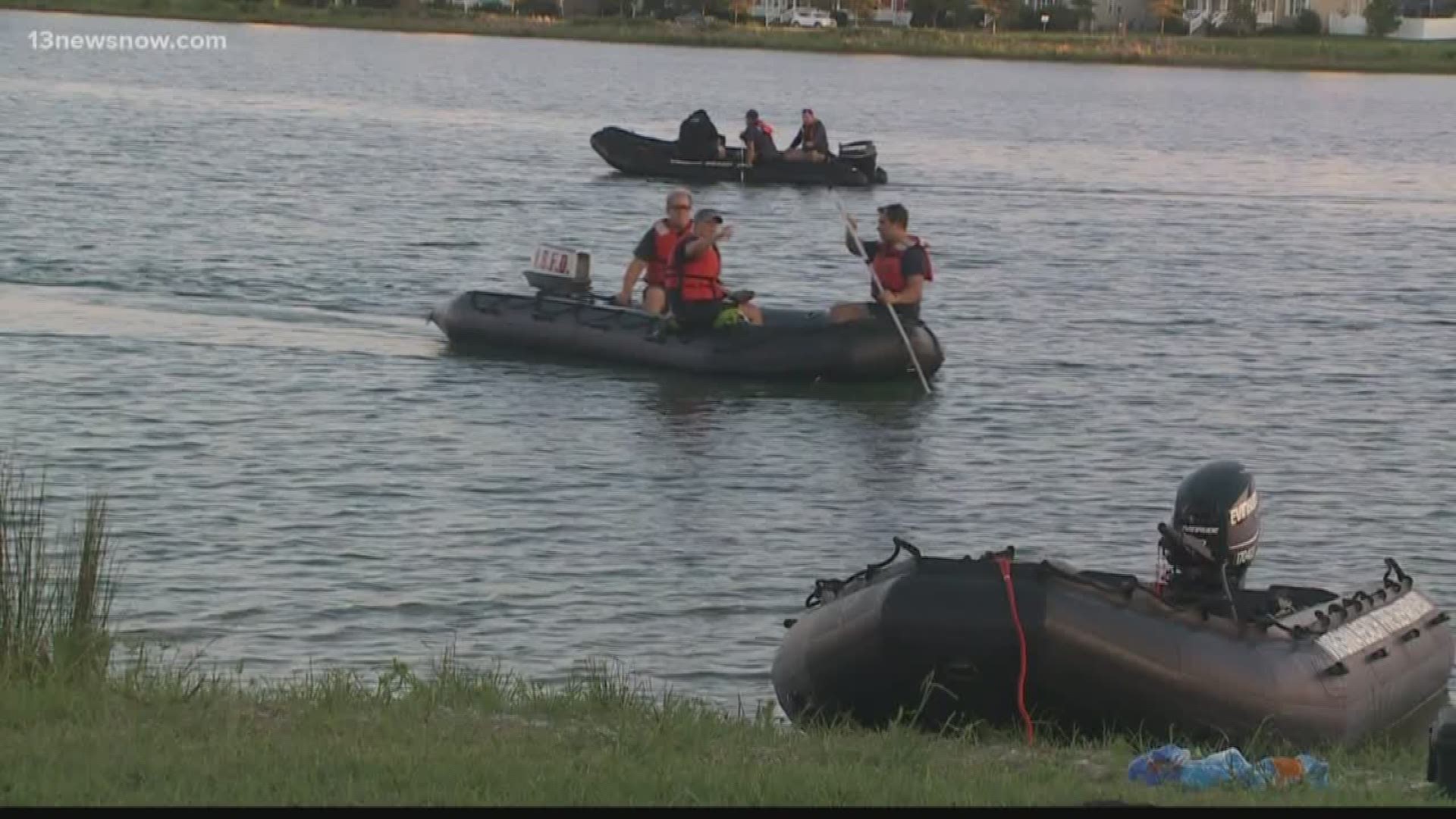 Two people were canoeing on the lake when the boat started taking on water and capsized. One person made it to shore, but the other disappeared.