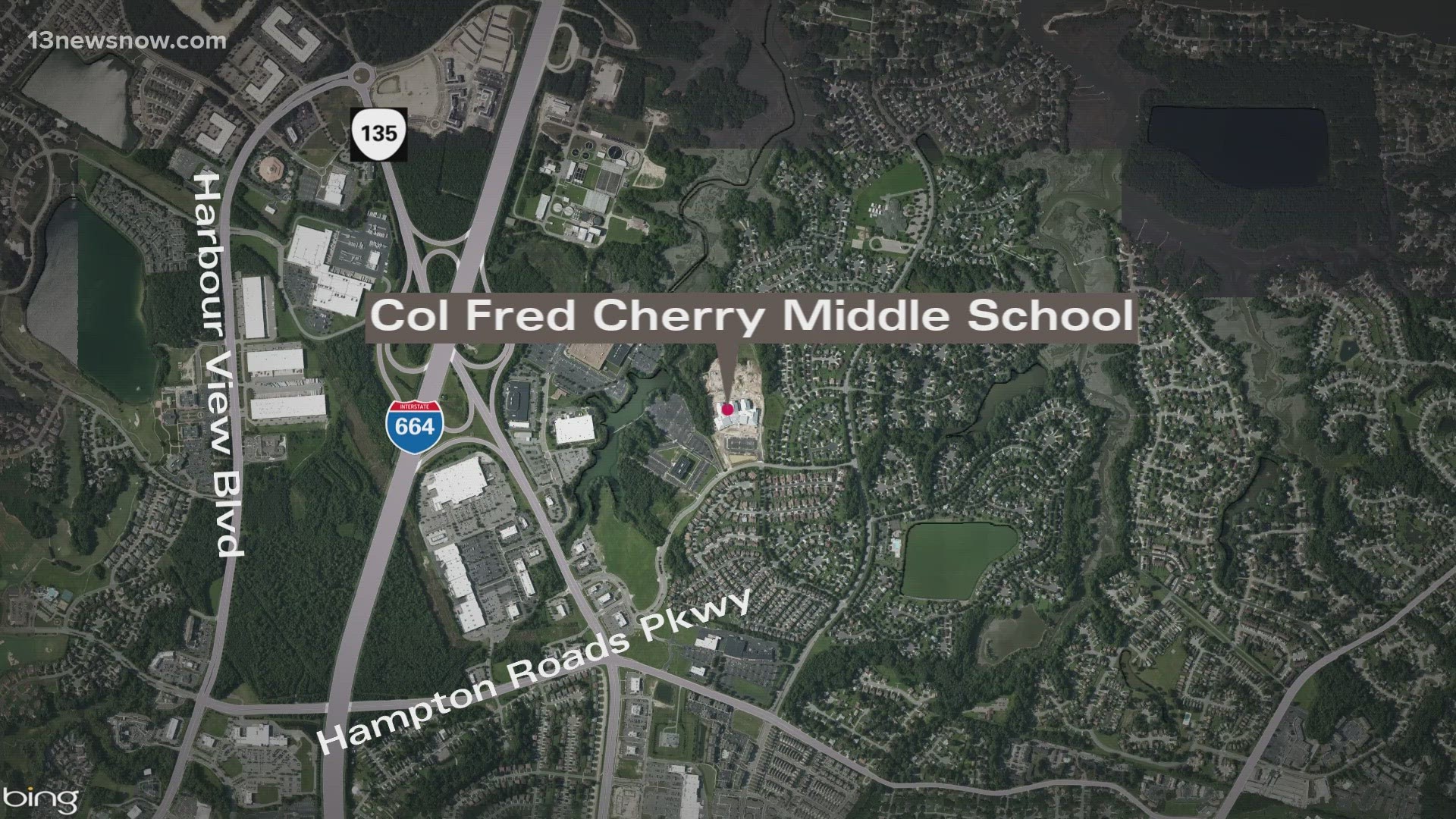 According to city officials, Col. Fred Cherry Middle School has been evacuated as a precautionary measure as law enforcement sweeps the building.