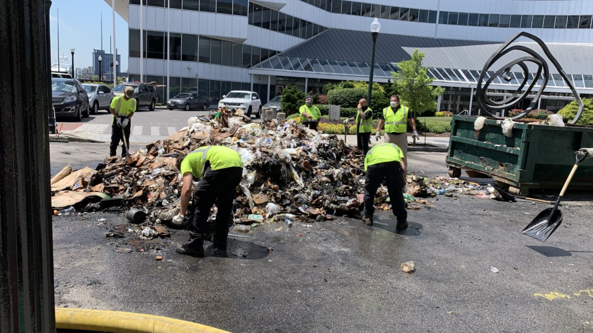 Garbage in truck catches fire near World Trade Center in Norfolk