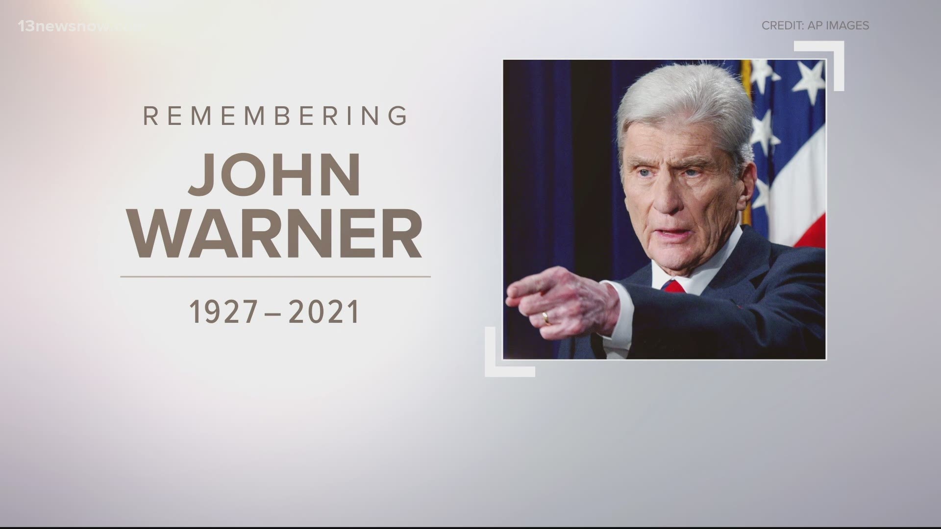 Former Virginia Senator John William Warner III has died at the age of 94 years old.