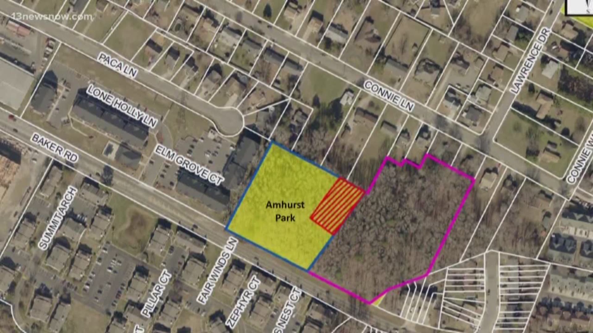 Virginia Beach city officials are considering selling a portion of Amhurst Park. Part of the park would be sold to a developer to build town homes. The proceeds would go towards developing the park.