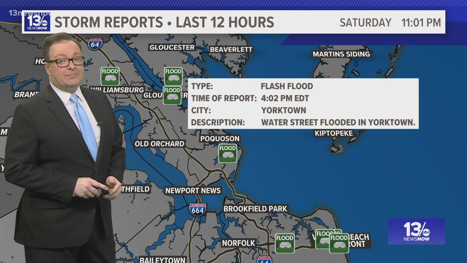 Meteorologist Evan Stewart gives an update on storm reports Saturday evening.