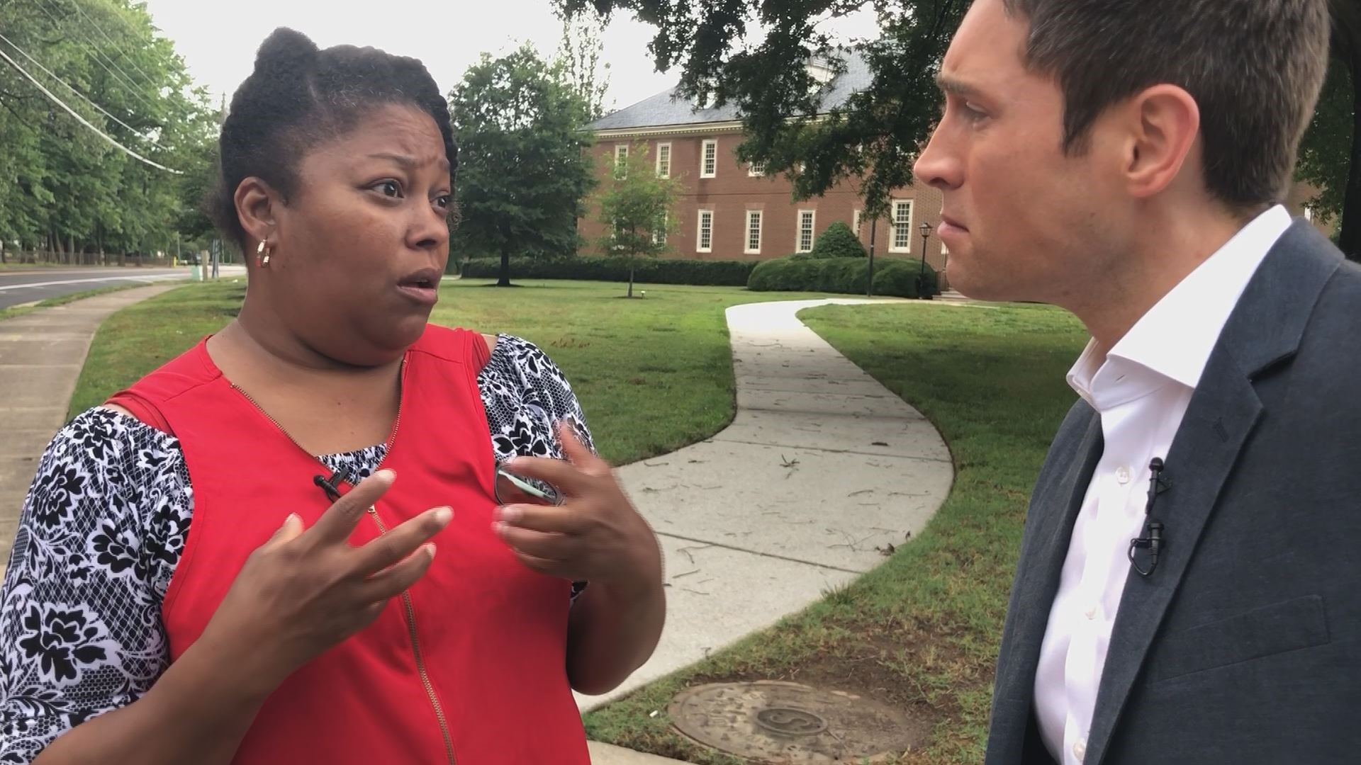 ABC News reporter Whit Johnson speaks with Shelia Cook, a city employee who heard gunfire erupt at the Virginia Beach Municipal Center.