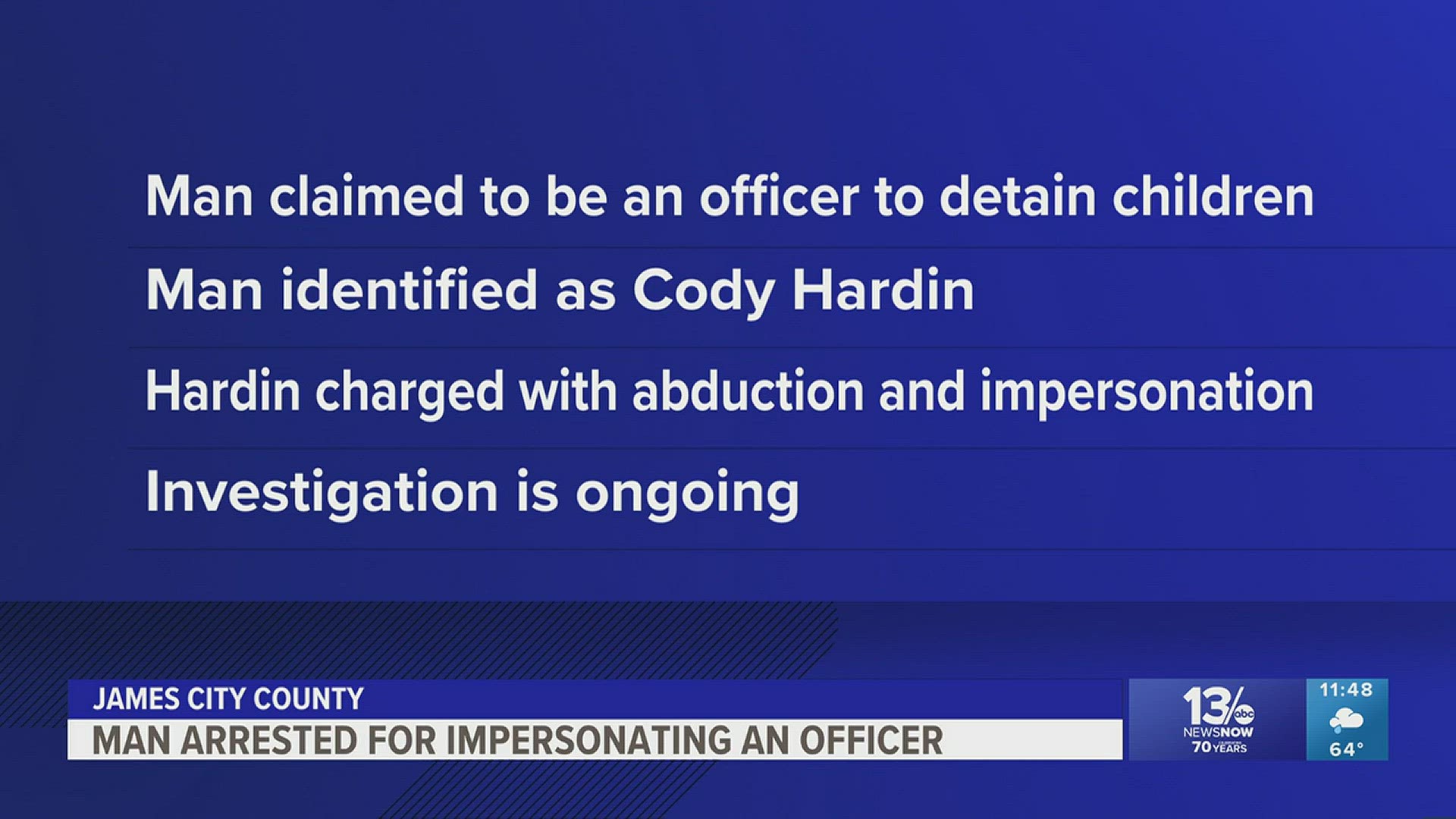 Cody Hardin notified police that he had detained two minors allegedly involved in "suspicious activity" Thursday night, authorities say.