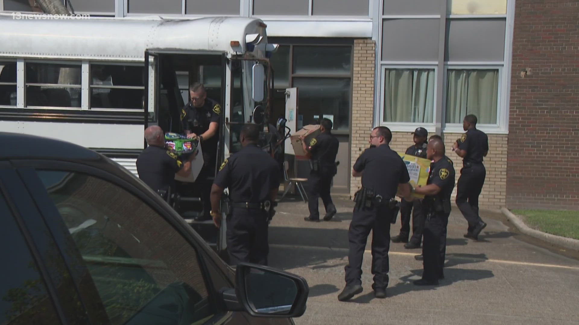 Deputies competed amongst each other in the "Badges and Backpacks" drive to garner donations for Chesapeake Public School's Teacher Supply Store.