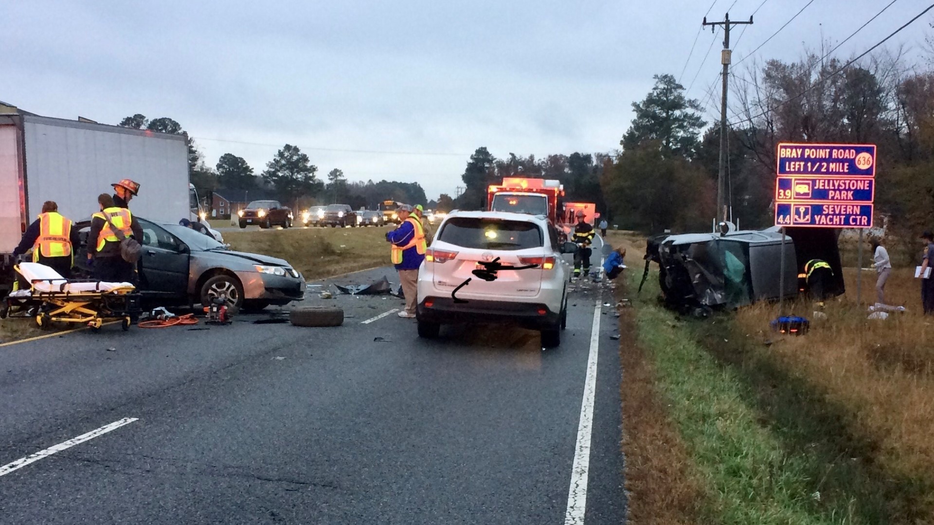 Three people injured after multivehicle crash on Route 17 in