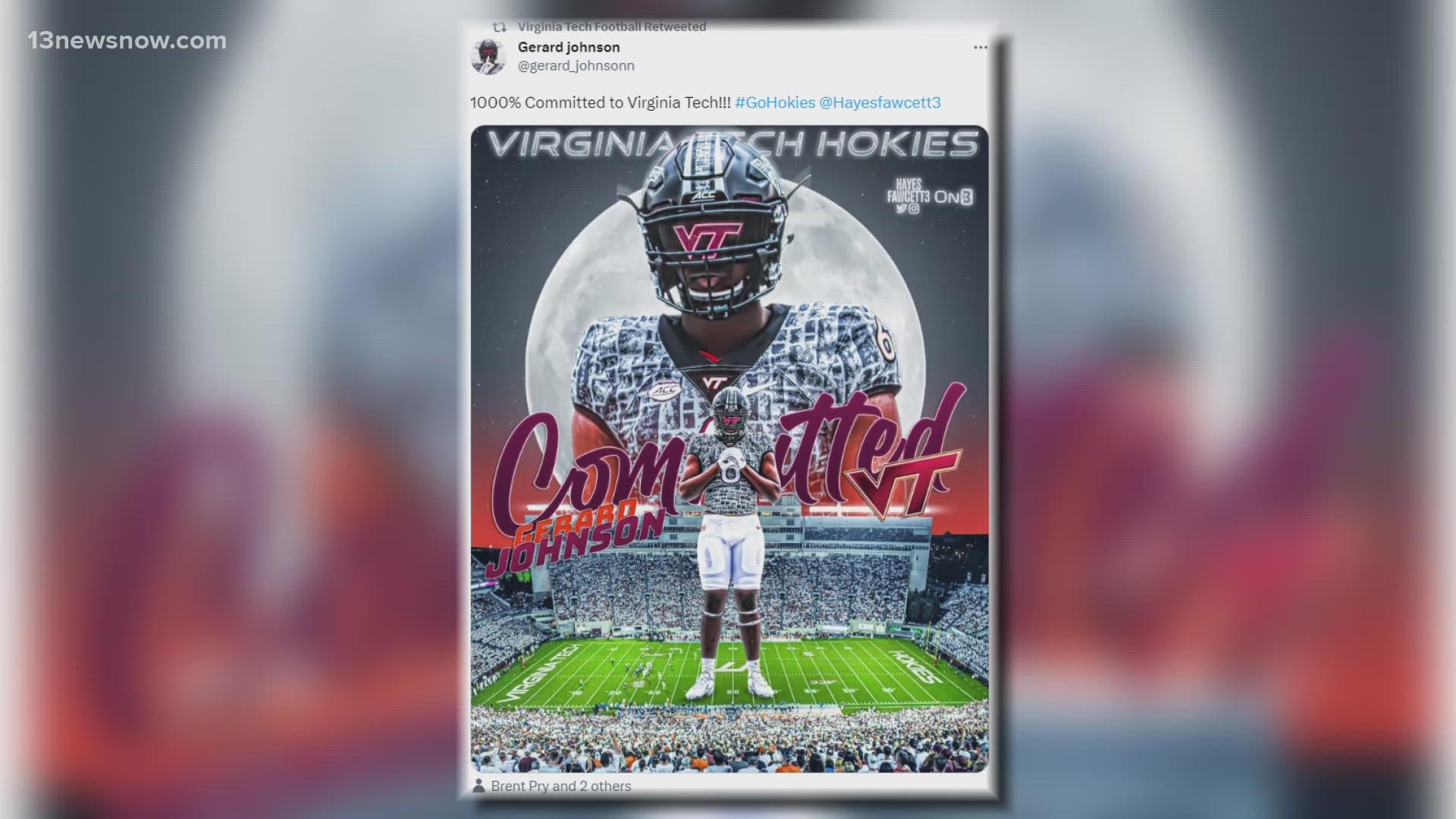 The Cox edge rusher plans to be a Hokie