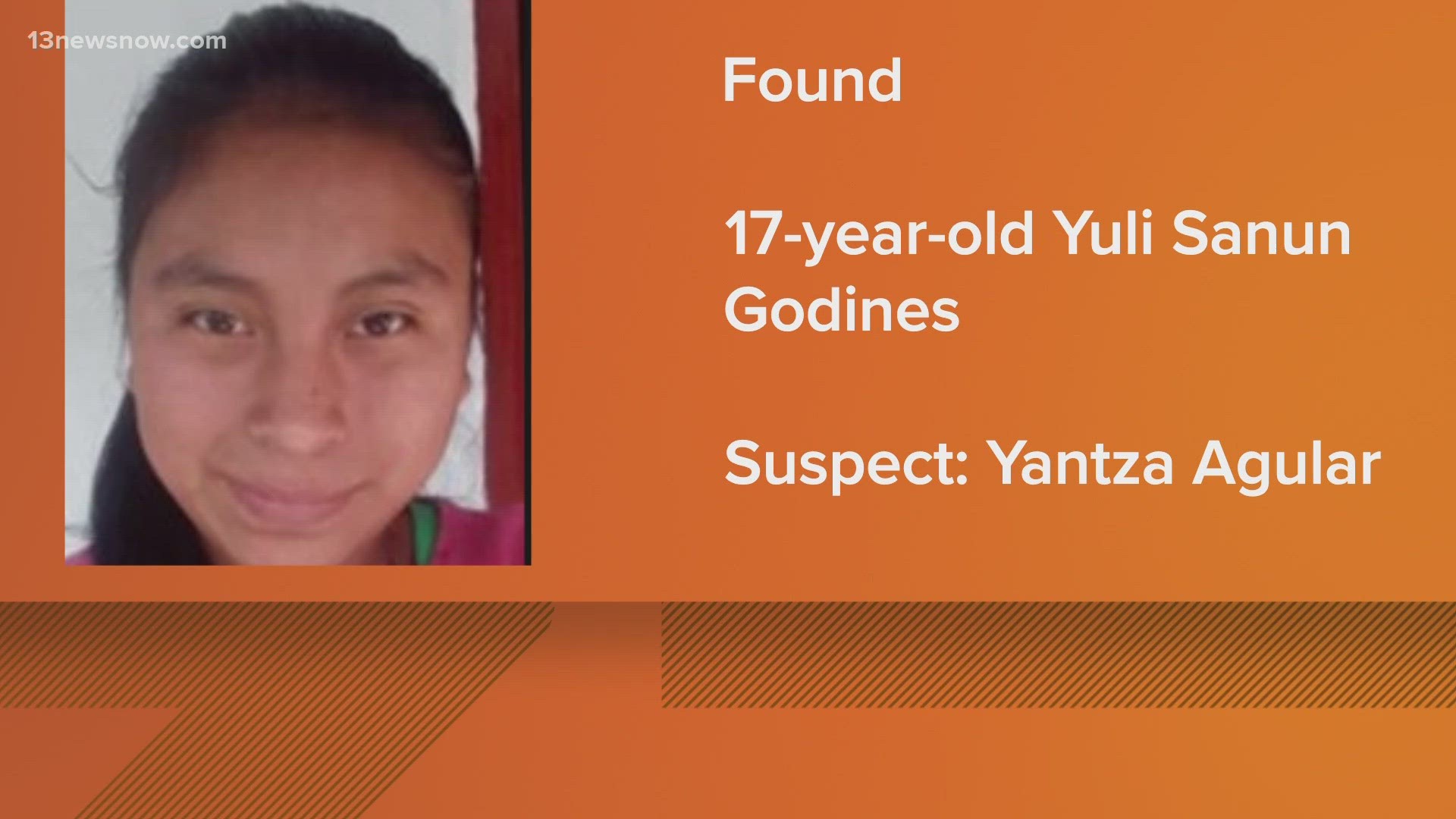 Yuli Sanun Godines was reported missing Wednesday morning, and was believed to be in extreme danger.