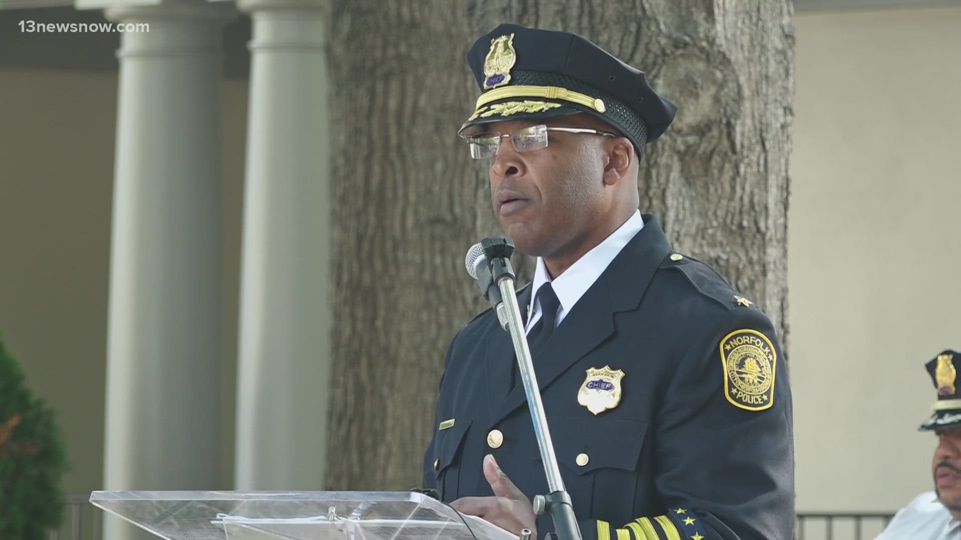 Norfolk's new Police Chief, Mark Talbot, led a ceremony honoring the men and women who lost their lives in the line of duty.