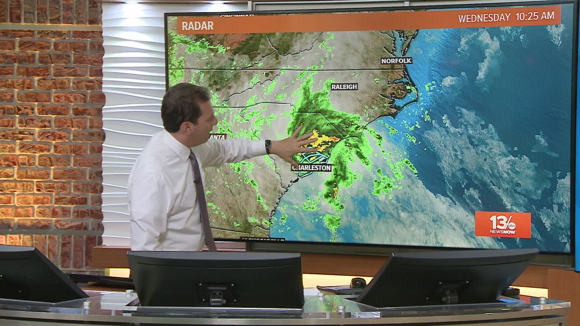 13News Now Meteorologist looks at the path Tropical Storm Bertha likely will take after it came on land on May 27, 2020. Some areas will see a good amount of rain.