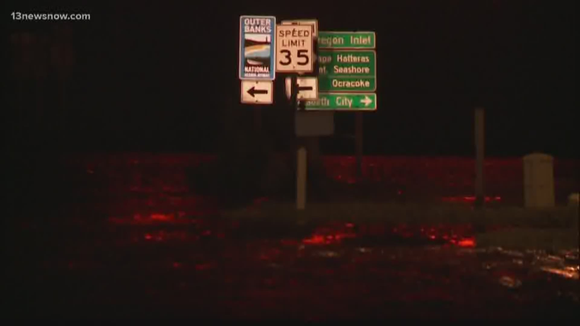 The effects of Tropical Storm Michael left dozens of drivers stranded overnight due to soundside flooding in the Outer Banks Thursday.