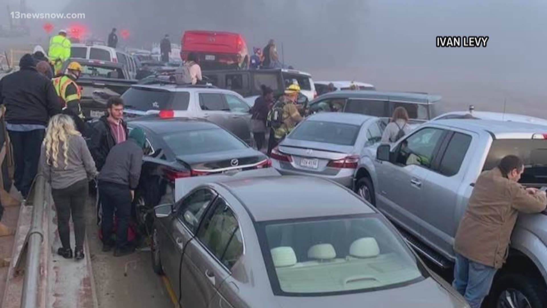 Heavy fog and icy conditions were all factors in a 69-vehicle pileup on I-64 in York County. 13News Now Ali Weatherton spoke to a few witnesses.