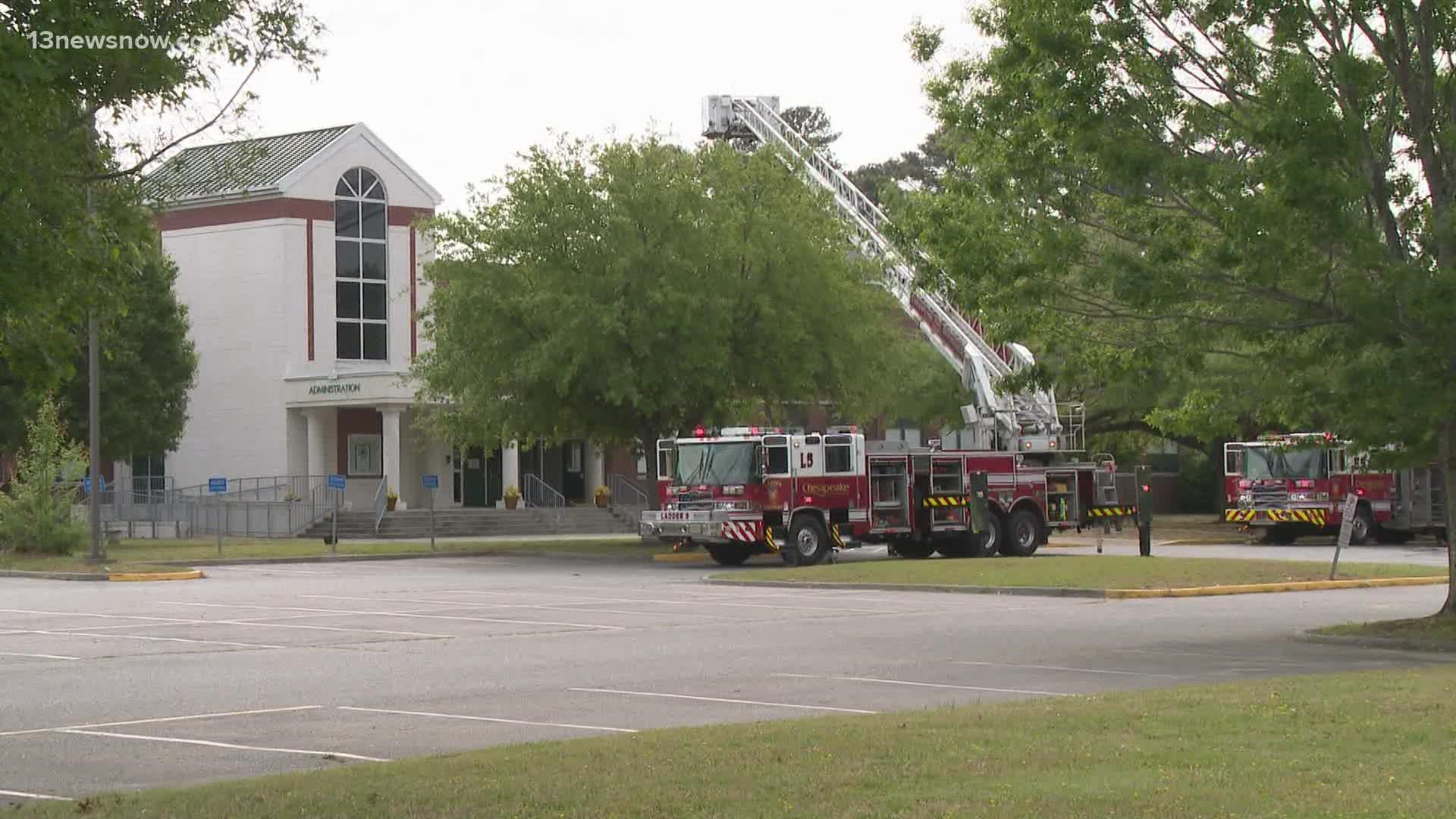 The Chesapeake Fire Department responded to the scene of a commercial structure fire at Great Bridge Middle School.