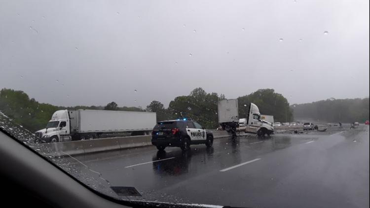 Tractor Trailer Jackknifes On Interstate Jumps Wall Near Lee Hall In Newport News 2128