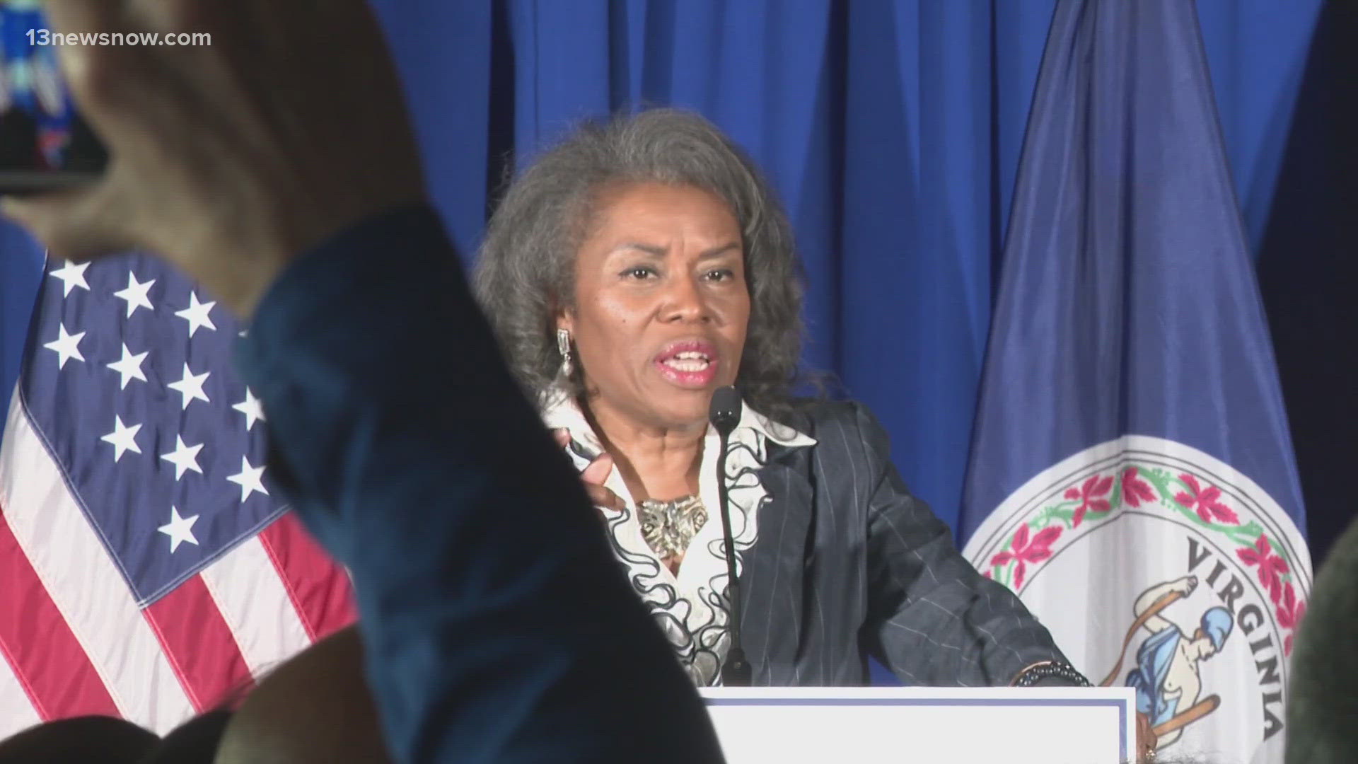 Virginia Lt. Gov. Winsome Earle-Sears announced she's running for governor at a rally in Virginia Beach Thursday evening.