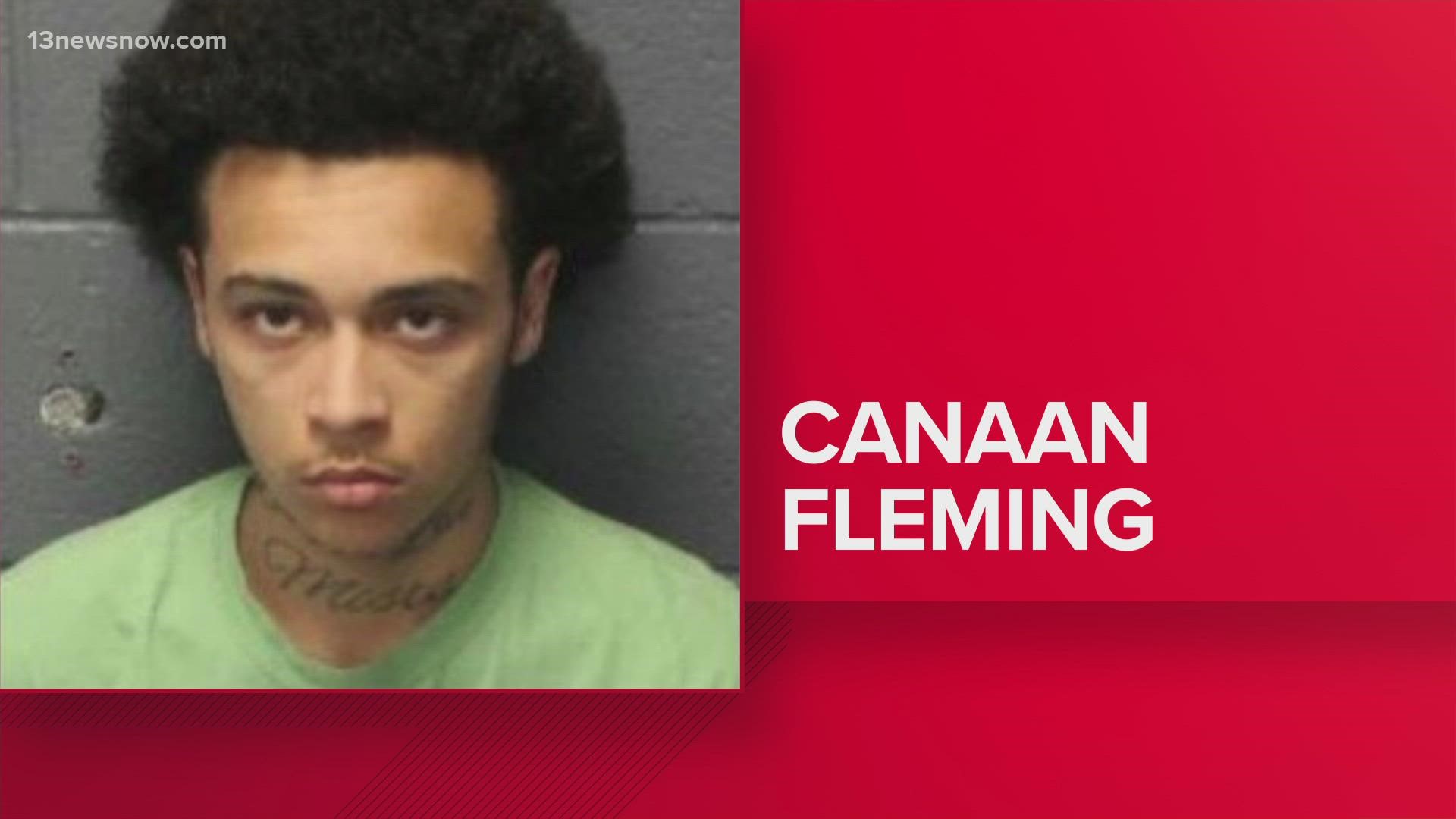 The York-Poquoson Sheriff's Office said Canaan Fleming, 22, faces charges after the child was hit by gunfire inside an apartment. The boy's mother was also arrested.