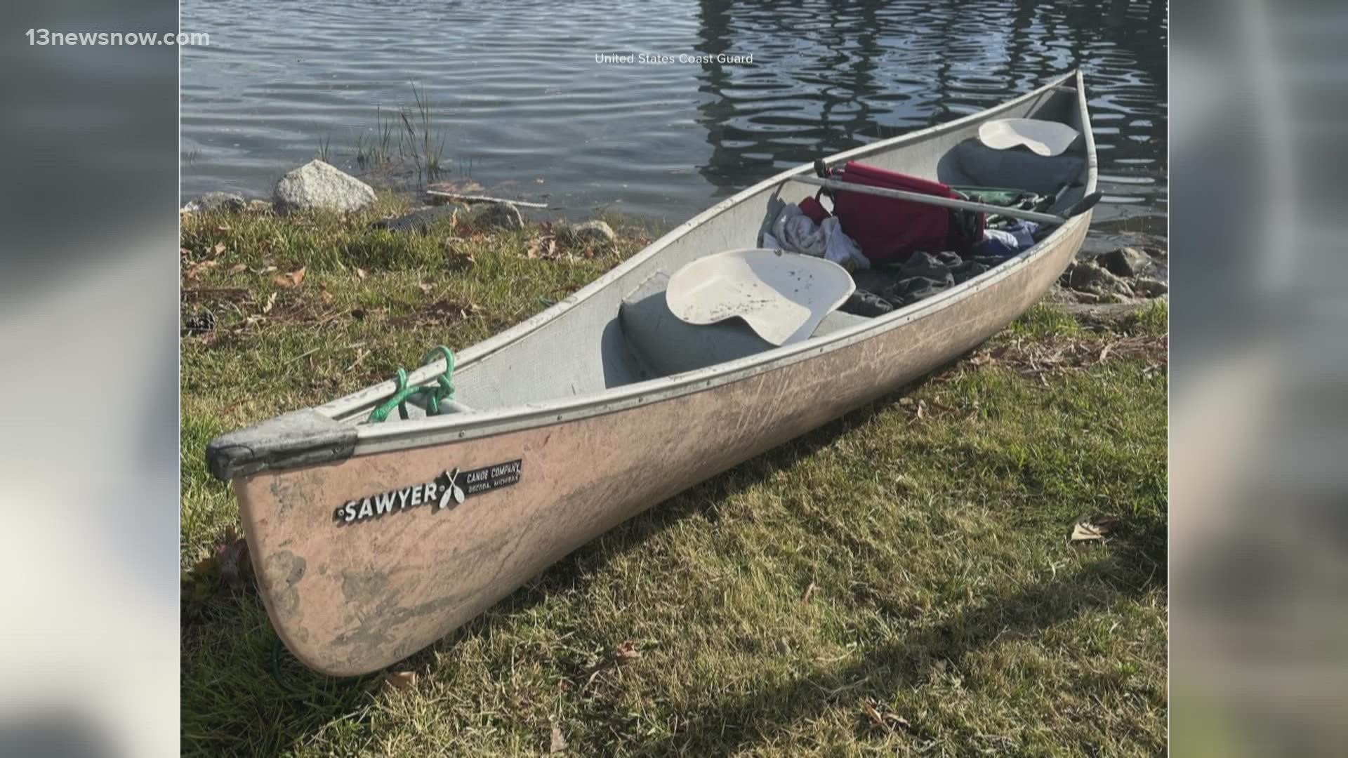 The canoe was found along the eastern branch of the Elizabeth River.