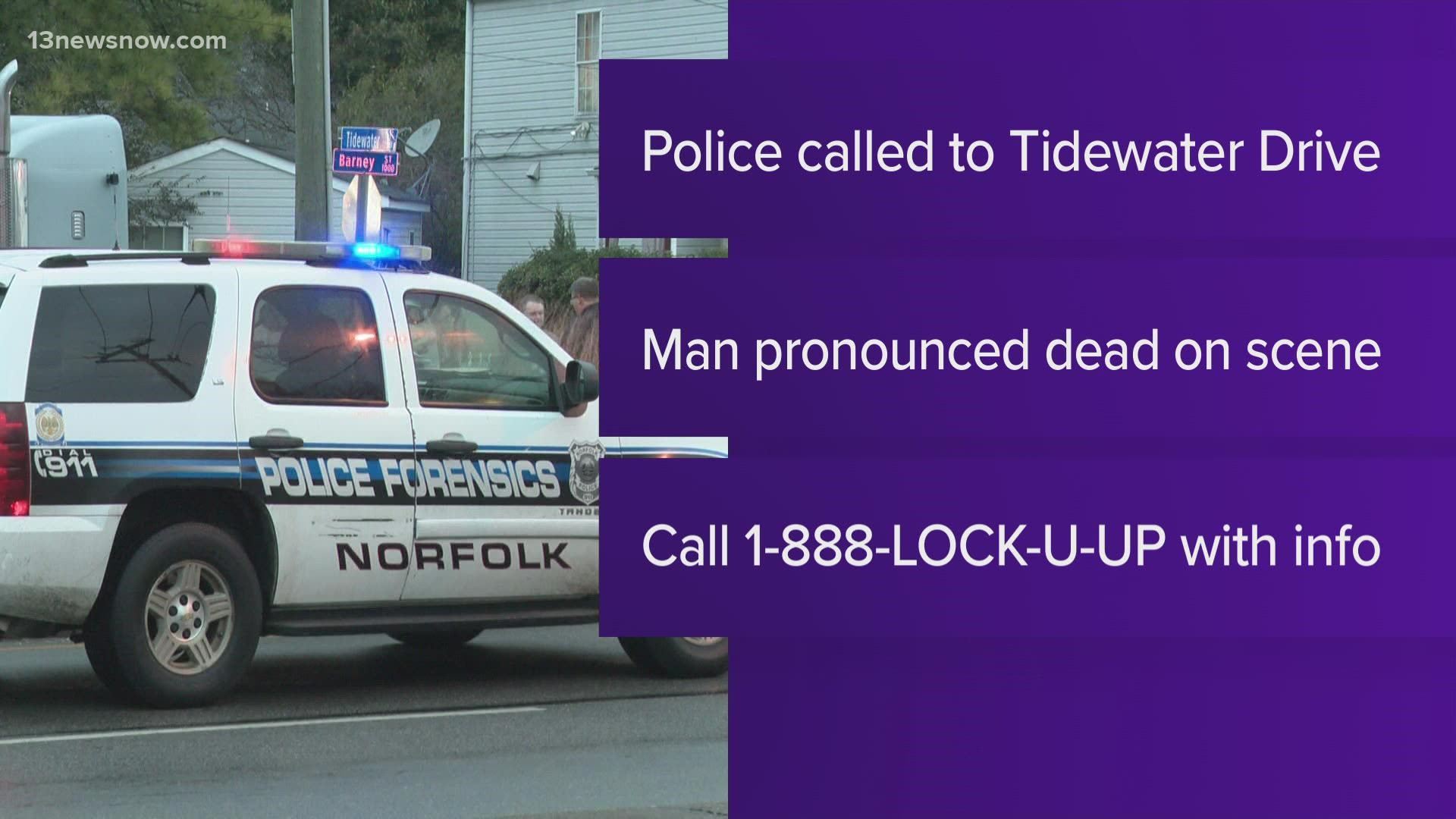 Norfolk police responded to the 1800 block of Tidewater Drive. Nathaniel Walton Jr. was pronounced dead on the scene.