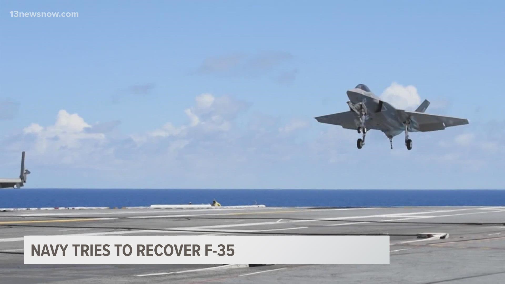 The Navy has started making plans to recover the F-35-C fighter jet that crashed on Monday.