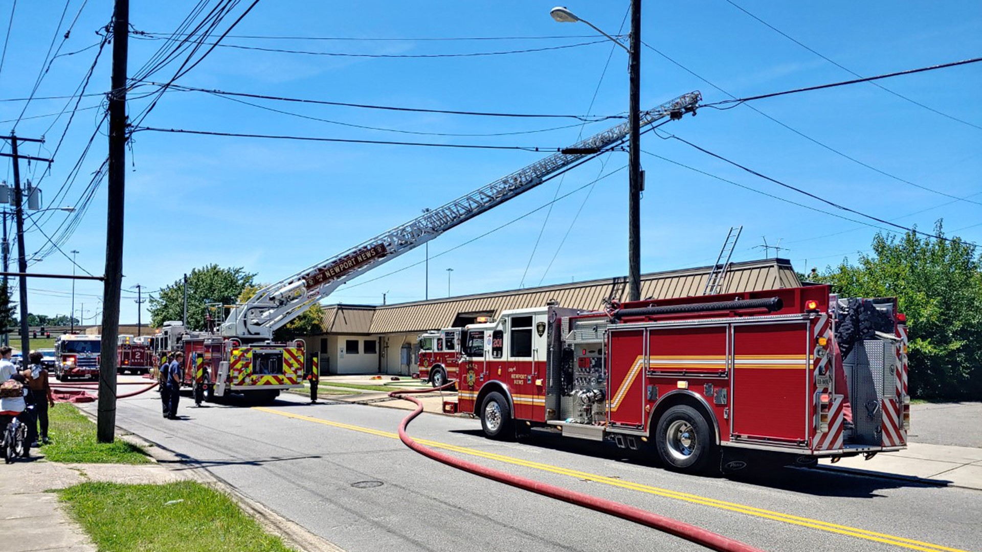 Crews battle fire in Newport News