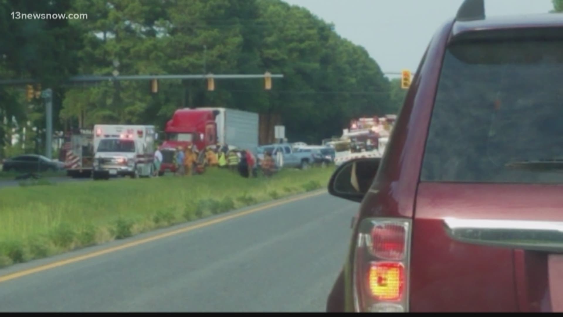 Around 5:20 p.m. a car ran a red light in Accomack County, causing a truck to hit the car killing two.