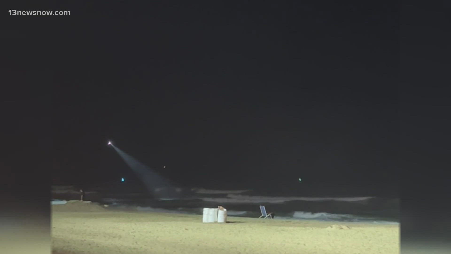 Virginia Beach is searching for two swimmers seen in distress at the oceanfront; a third is hospitalized.