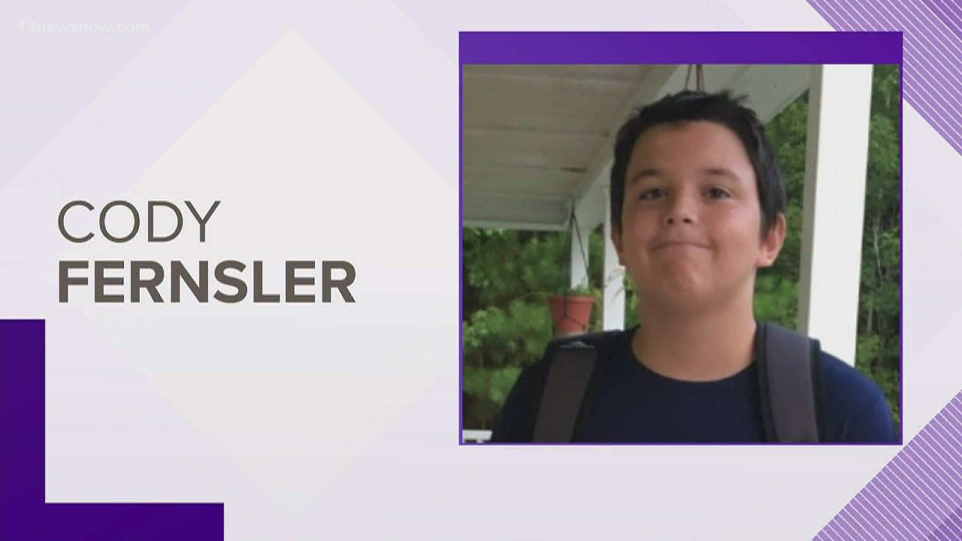 The Pasquotank Sheriff's Office is searching for Cody Allan Fernsler, 13, who went missing on June 4 from the Lions Club Road area of Weeksville.