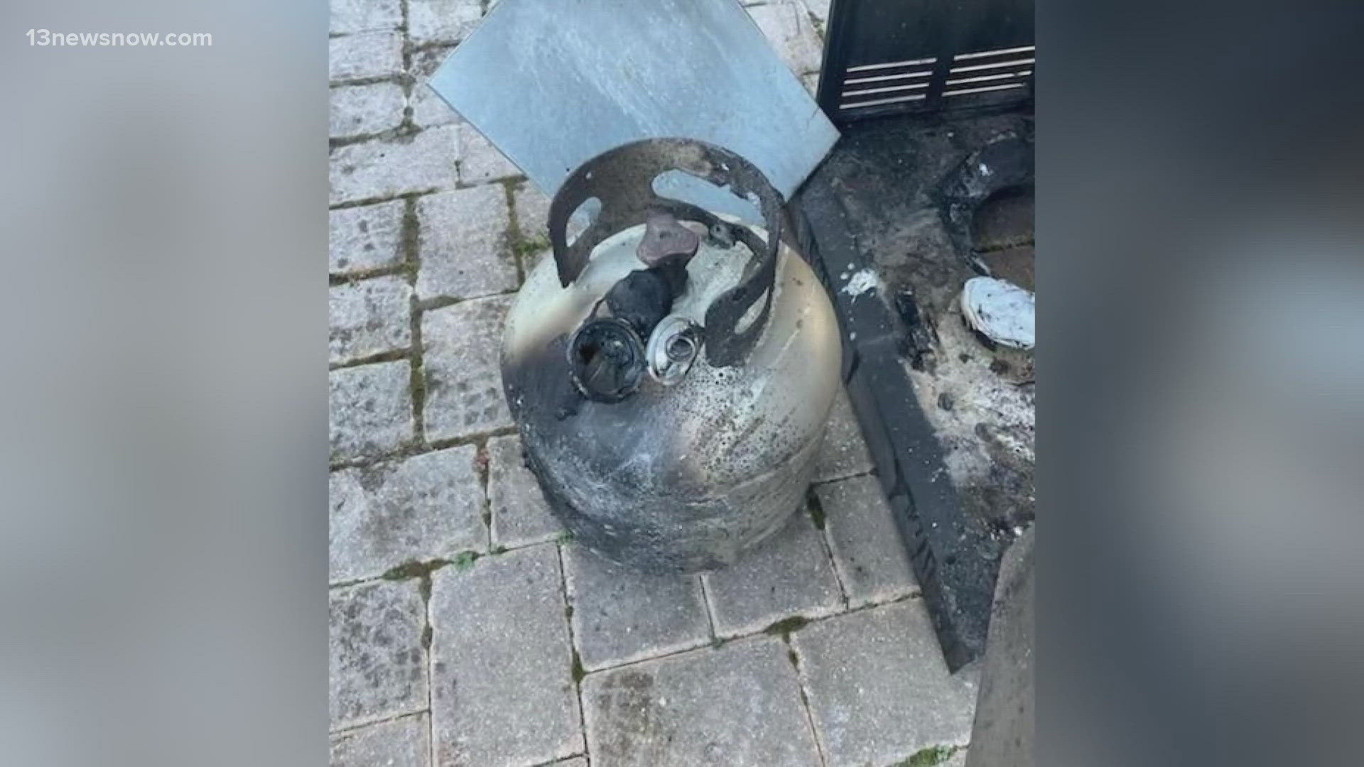 Suffolk Fire & Rescue responded to a fire in the 3400 block of Raintree Circle on Saturday. It was discovered that a propane tank was connected to a gas grill.