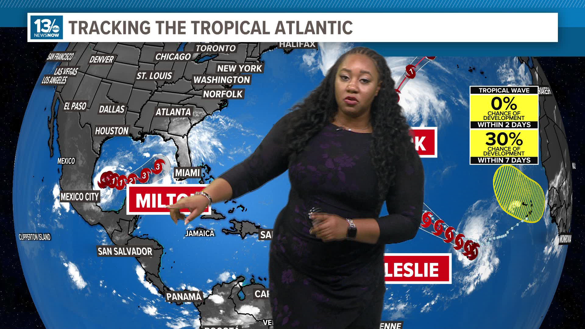 The tropics continue to be active with Tropical Storm Milton, Hurricane Kirk, and Hurricane Leslie in the central Atlantic.