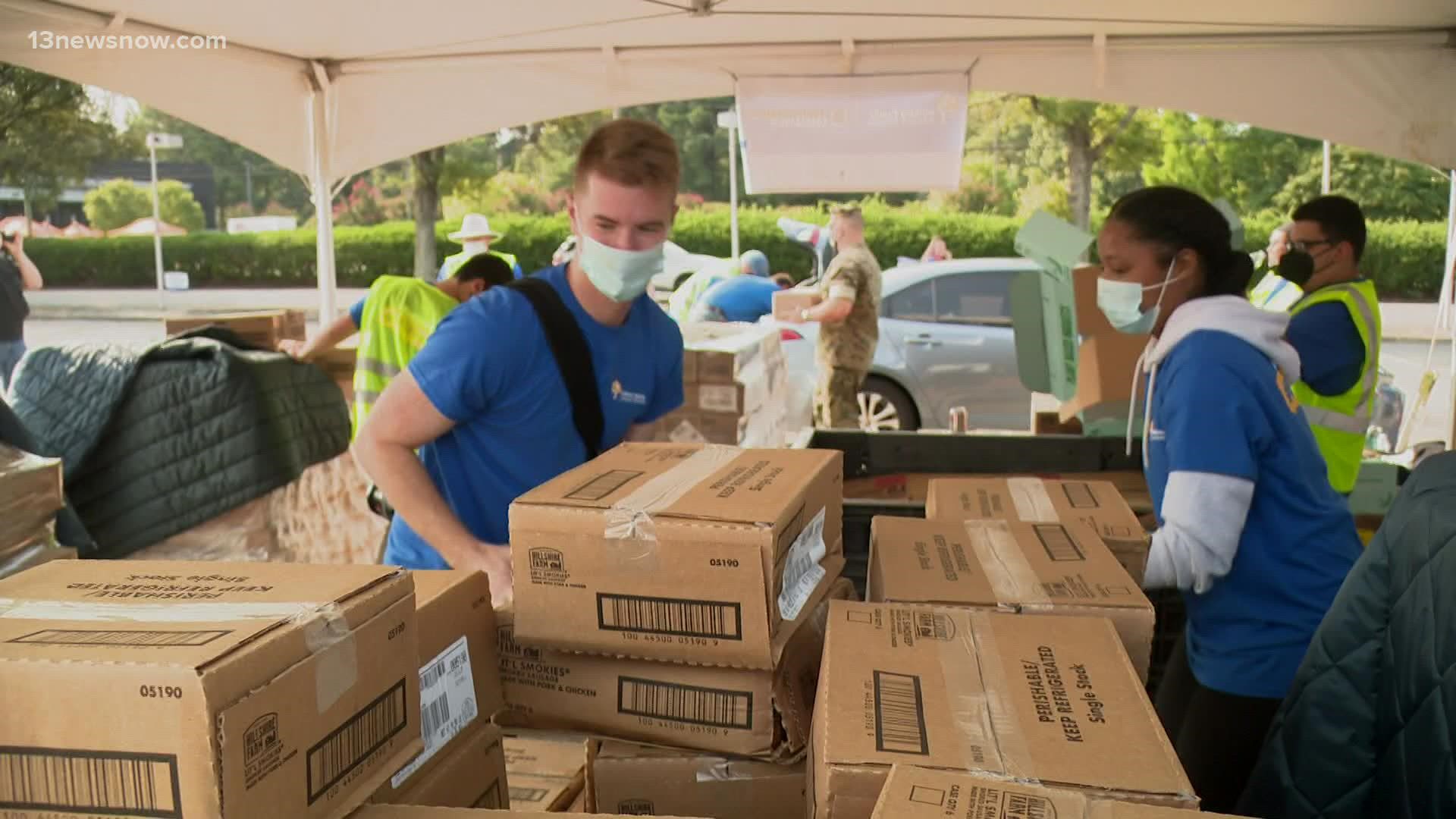 It's the second food distribution event in Hampton Roads by The Military Family Advisory Network since May.