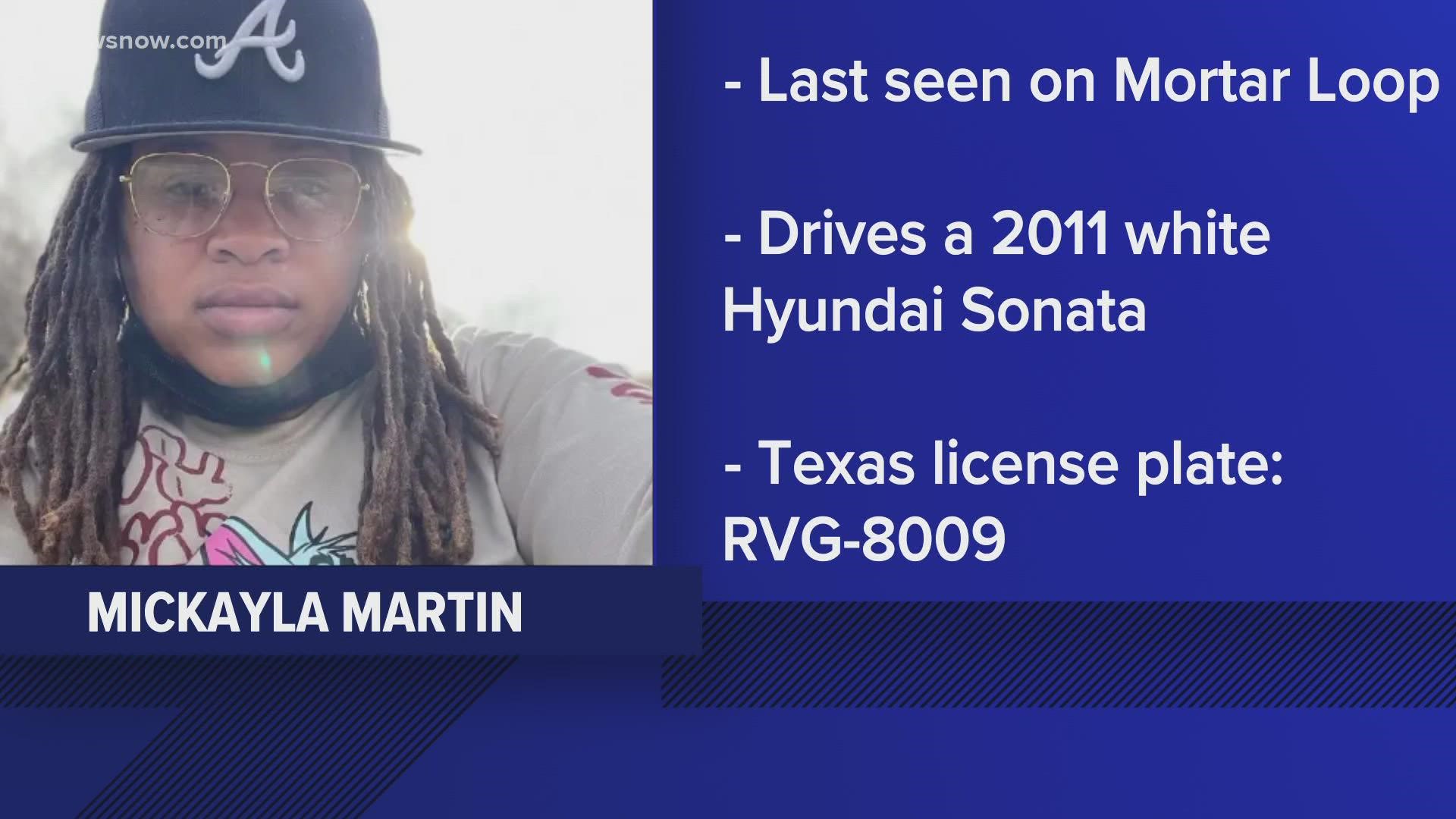 Mickayla Martin, 33, went missing from the area of Mortar Loop.