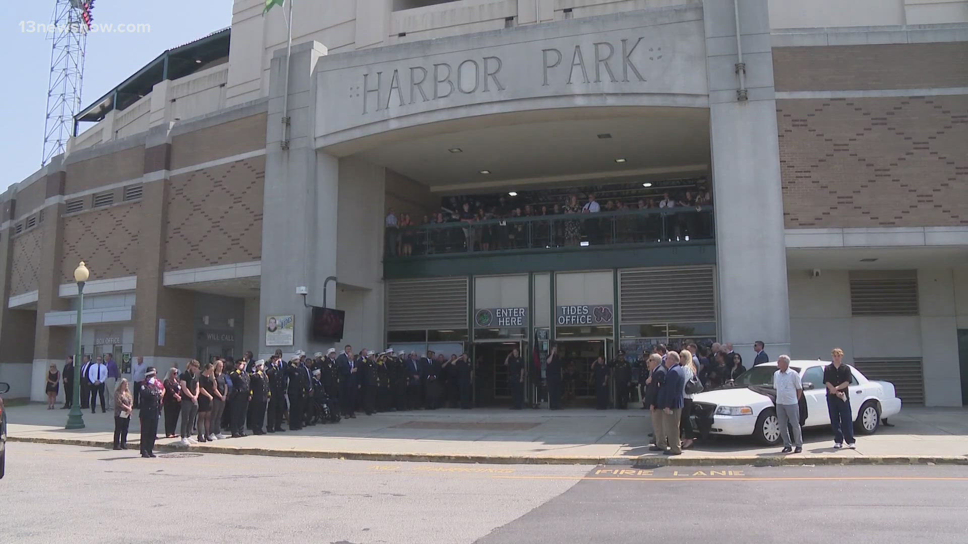 The Virginia Beach Fire Department said goodbye to Master Firefighter Matthew Gallina with a memorial service at Harbor Park.