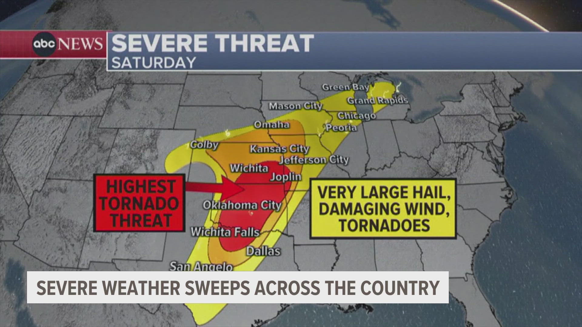 Severe weather moved through at least five states.