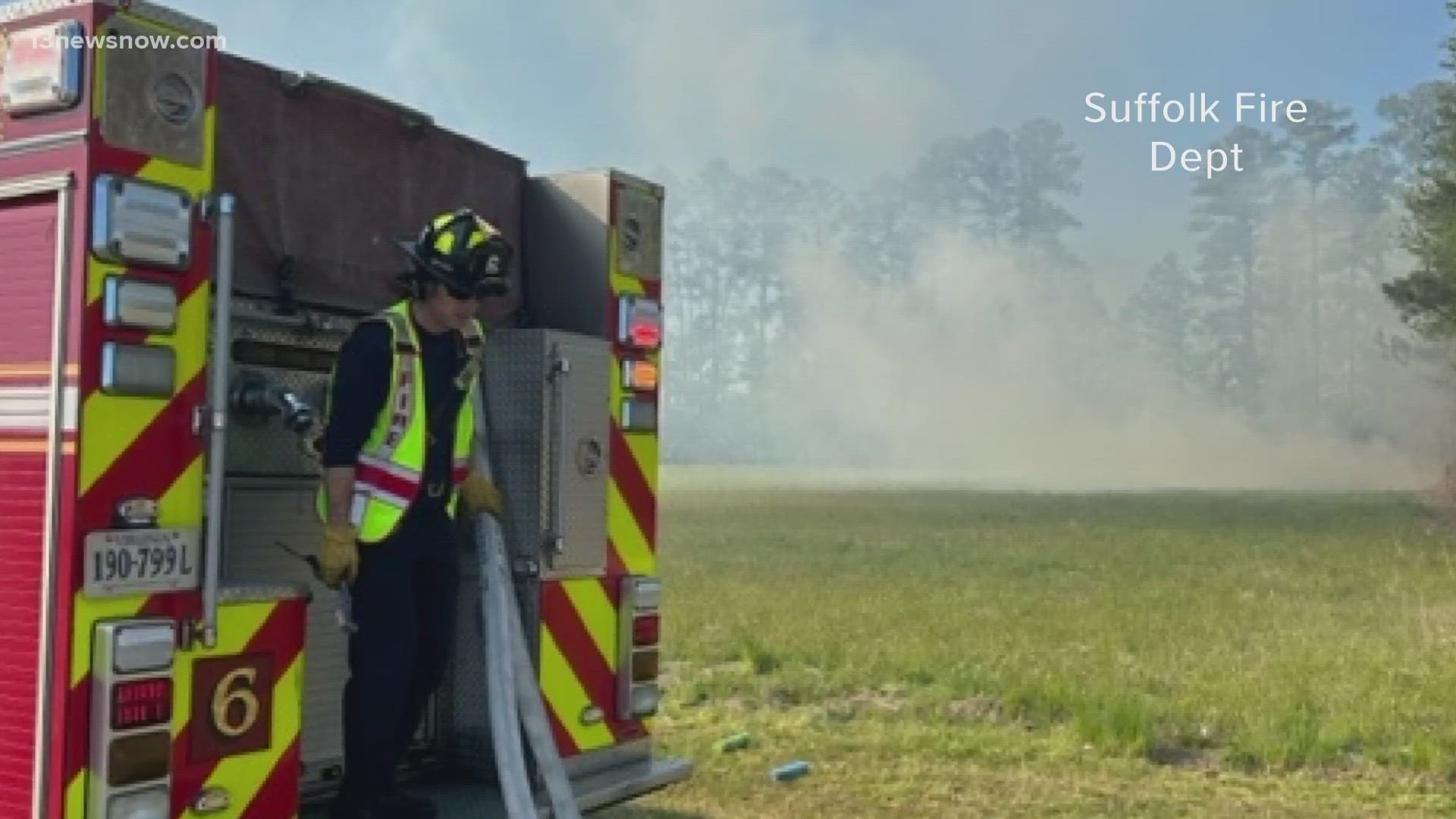 Fast-moving brush fire in Suffolk | 13newsnow.com