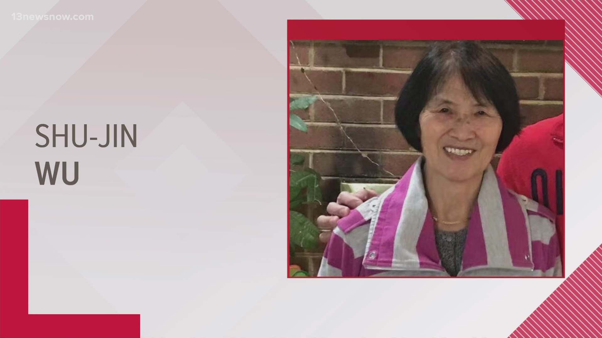Shu-Jin Wu, 76, last was seen on Feb. 16. Her family told police there is a language barrier that might prevent her from communicating fully with others.