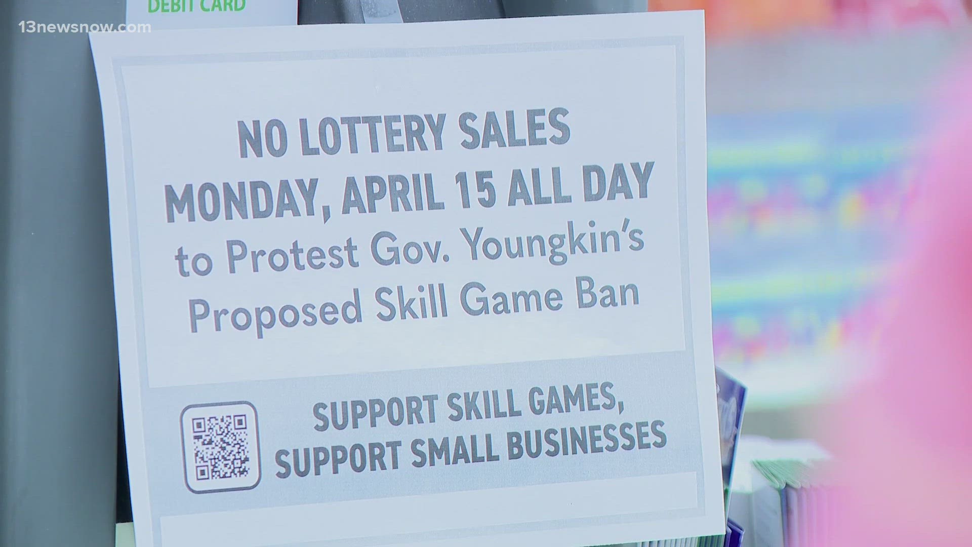 500 stores across the state stopped selling Virginia lottery tickets Monday and plan to close for an hour Tuesday.