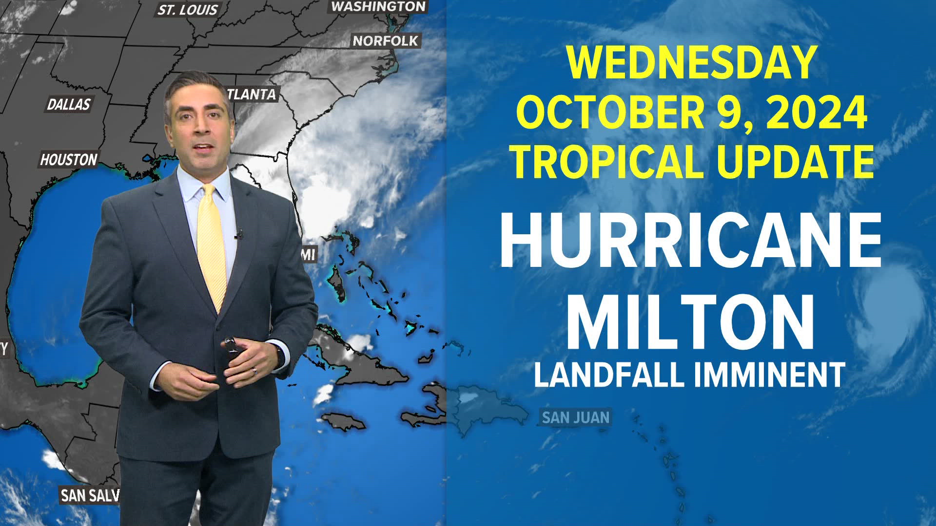 13News Now's Chief Meteorologist Tim Pandajis takes a look at the tropics as Hurricane Milton is set to make landfall imminently as a category 3 storm.