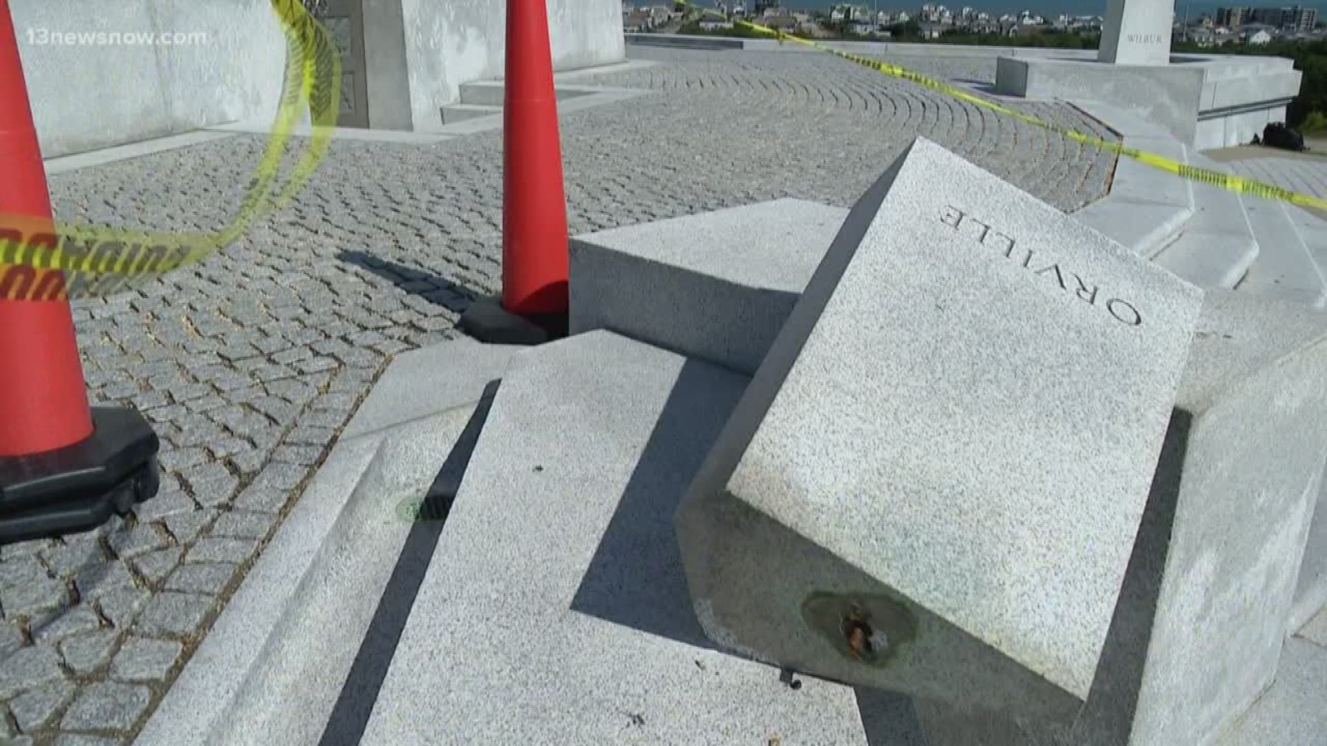 Vandals destroyed part of the memorial and stole the copper bust of Orville Wright. Now Wilbur Wright's bust sits alone at the historical sight.