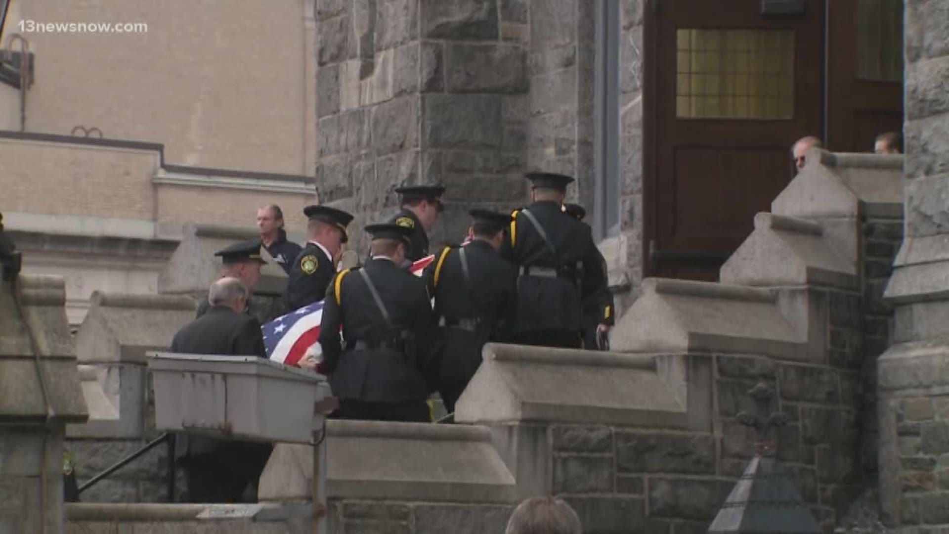 Newport Police Officer Katie Thyne was laid to rest in Lowell, Massachusetts, where she was born. She received a burial with full military and police honors.