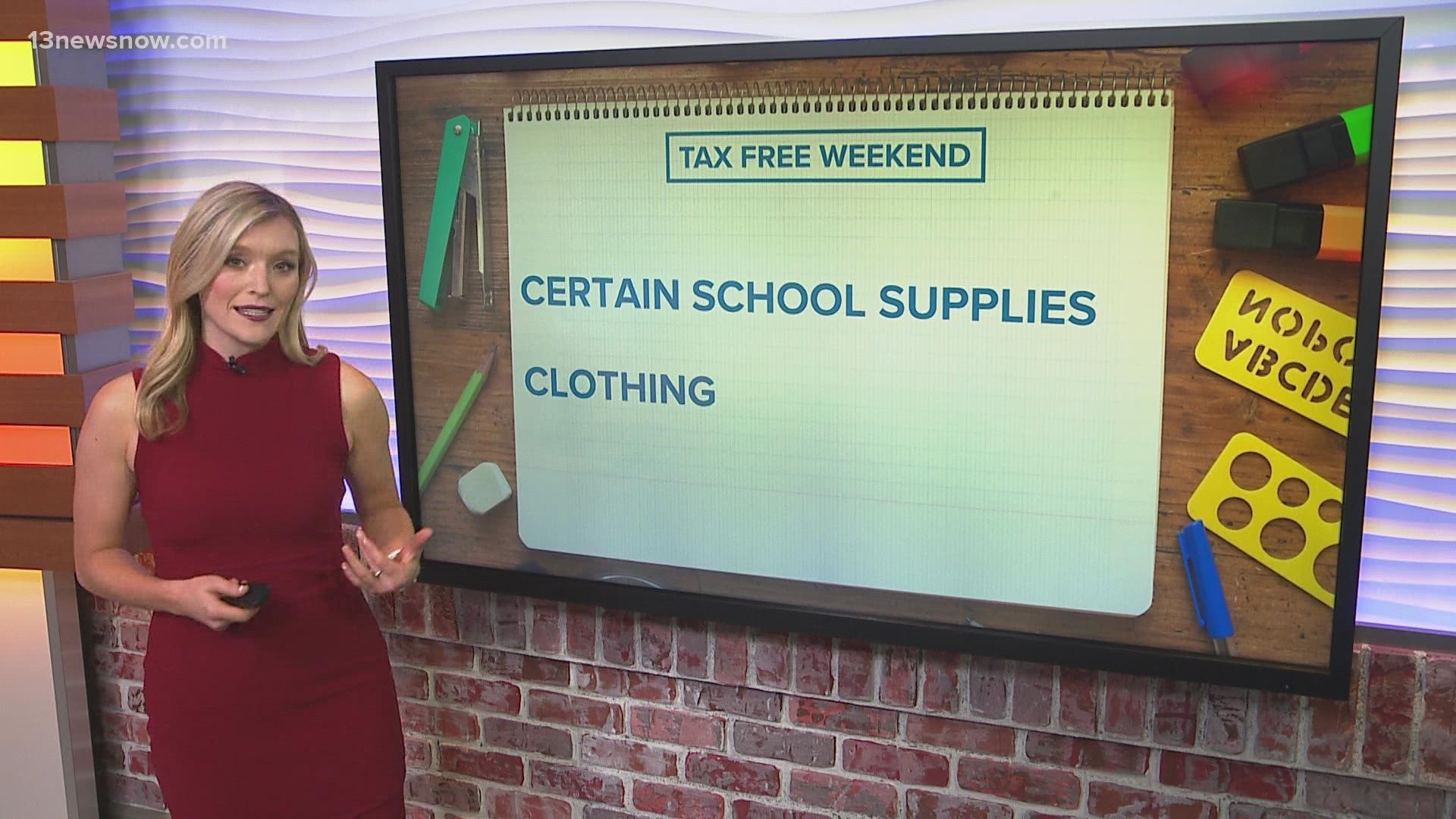 Virginia's sales tax holiday started Friday, and goes on until 11:59 p.m. Sunday, August 7.