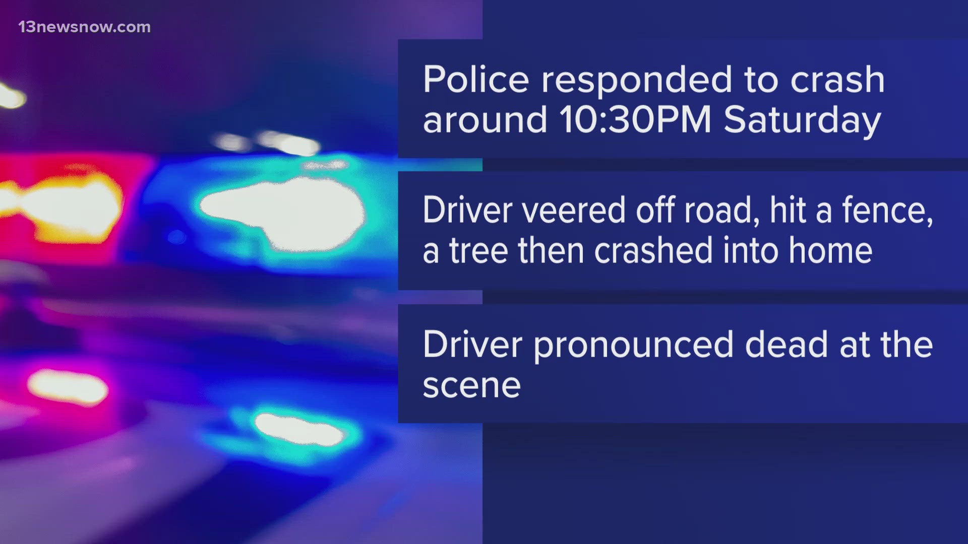 The Hampton Police Division is investigating a deadly crash that happened late Saturday night. It happened in the 100 block of Saunders Road.