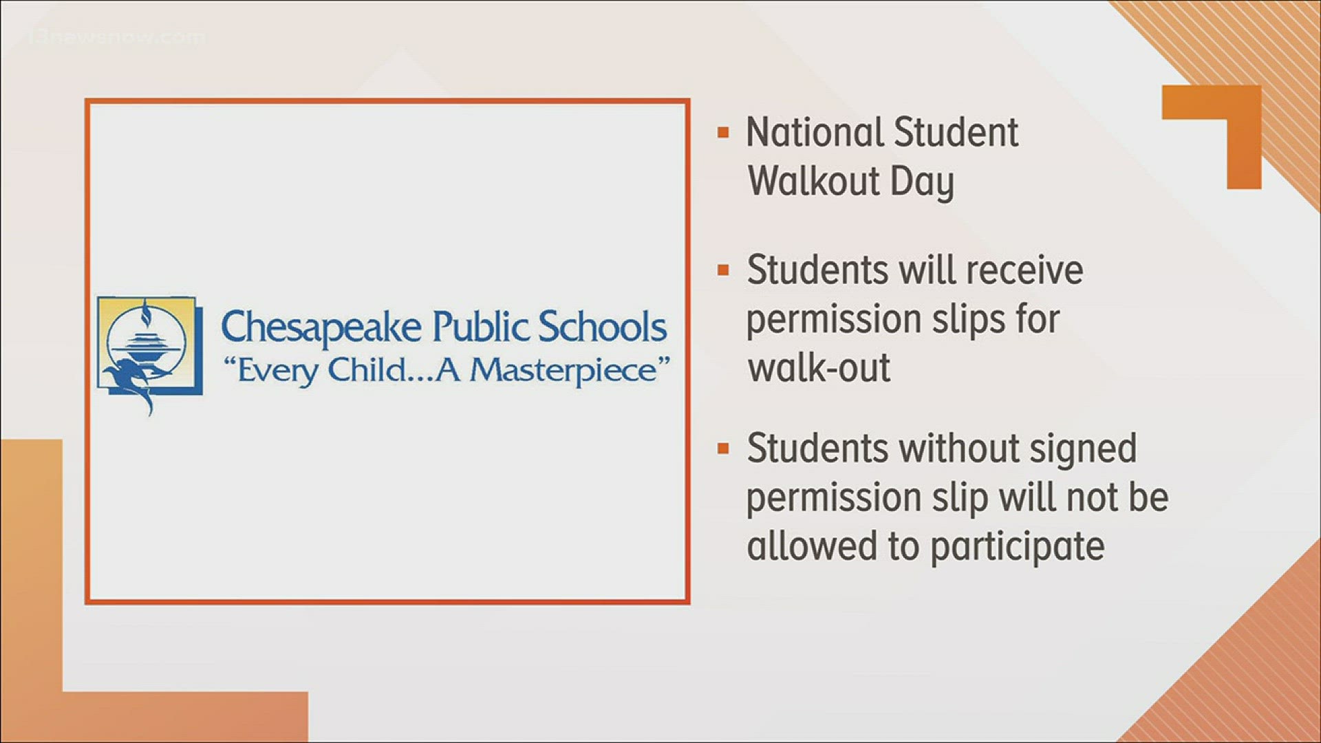 Chesapeake students will need signed permission slips to participate in the March 14 school walkouts.