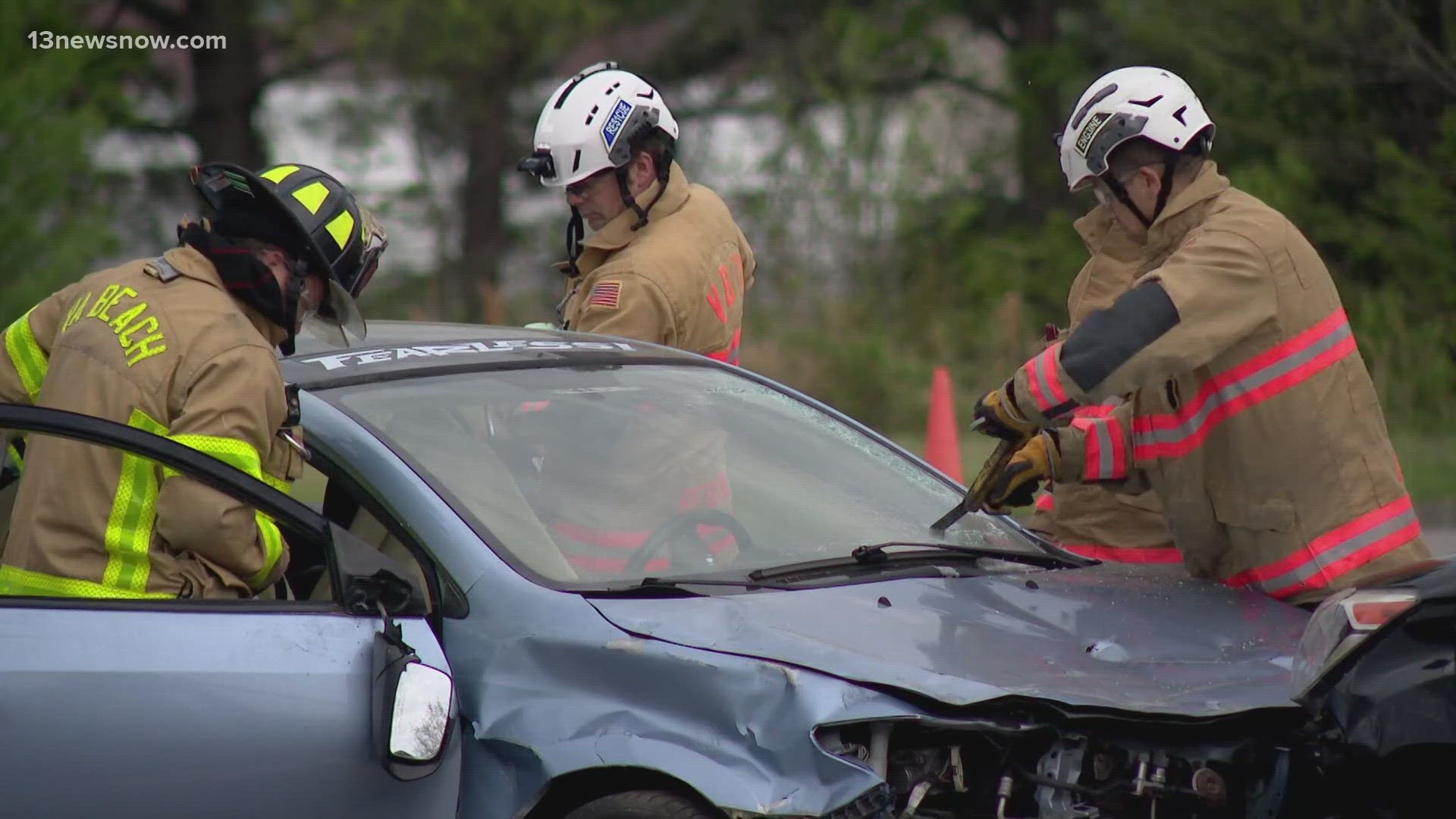 Students at Landstown High School in Virginia Beach got a graphic lesson on just how dangerous distracted driving can be.