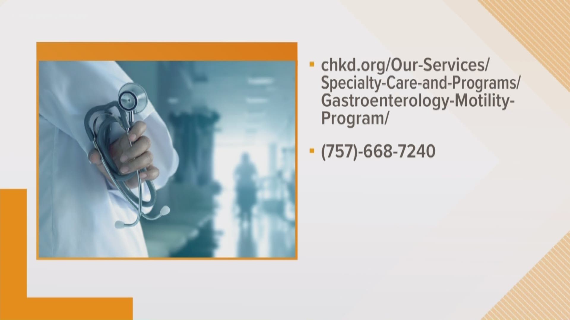 If your child suffers from digestive system problems, CHKD has a Motility Program designed to help him or her.