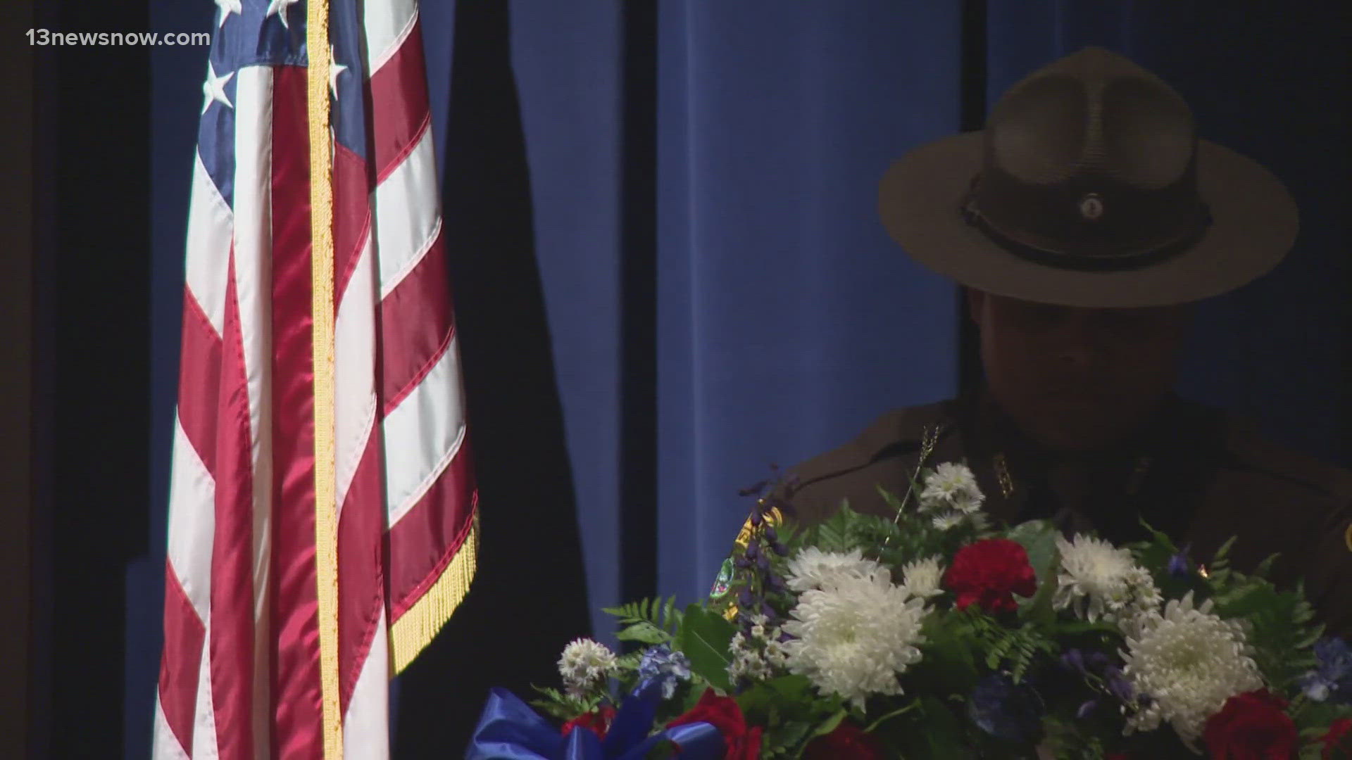 Authorities from the Newport News Police Department, Fire Department and Sheriff's Office gathered for the ceremony at Christopher Newport University.