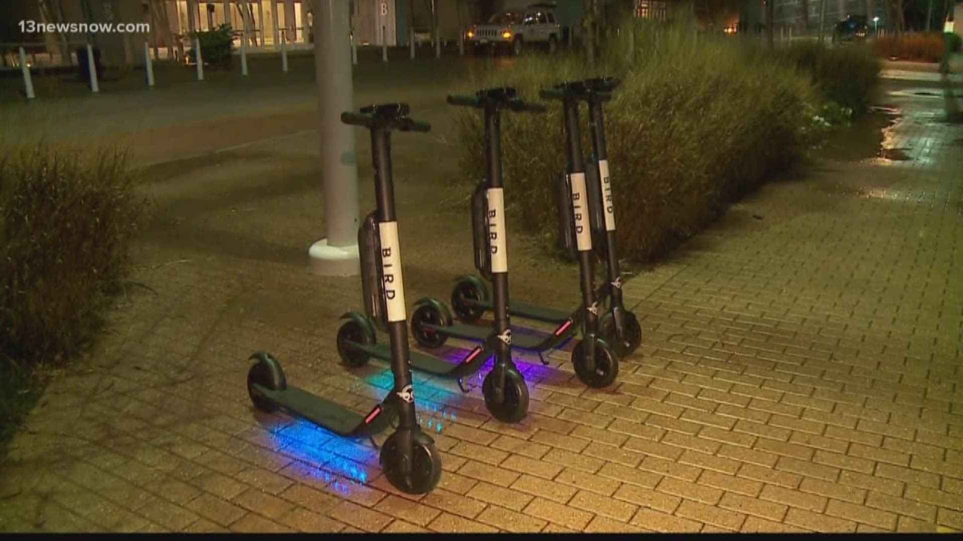 13News Now reporter Megan Shinn introduces us to one Bird employee we saw setting scooters out at the Virginia Beach Convention Center.