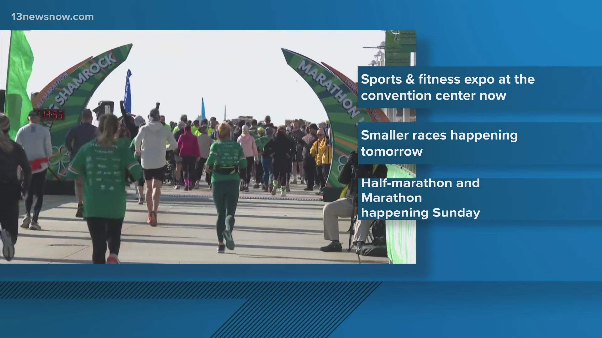 The 53rd running of the Yuengling Shamrock Marathon will take place on March 15 and 16 in Virginia Beach, with festivities beginning on Friday.